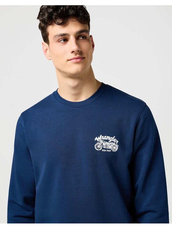 Wrangler Wrangler Bluzka AMERICANA CREW Niebieski Regular Fit