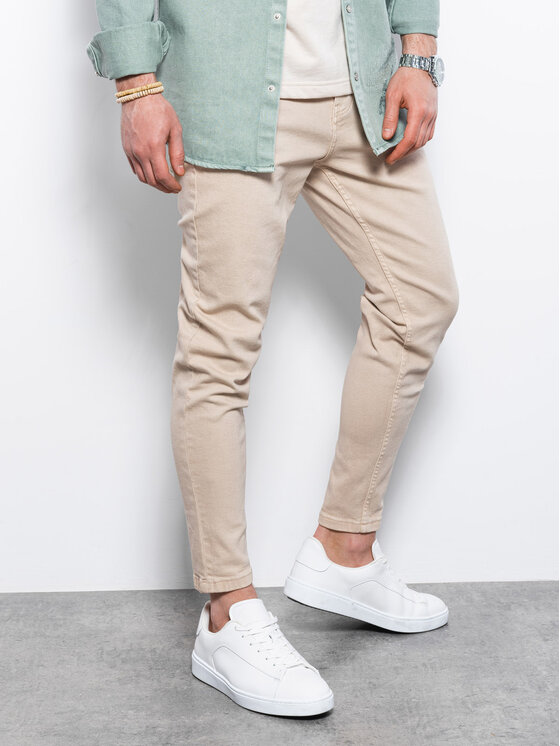 Ombre Ombre Jeansy P1058 Béžová Slim Fit