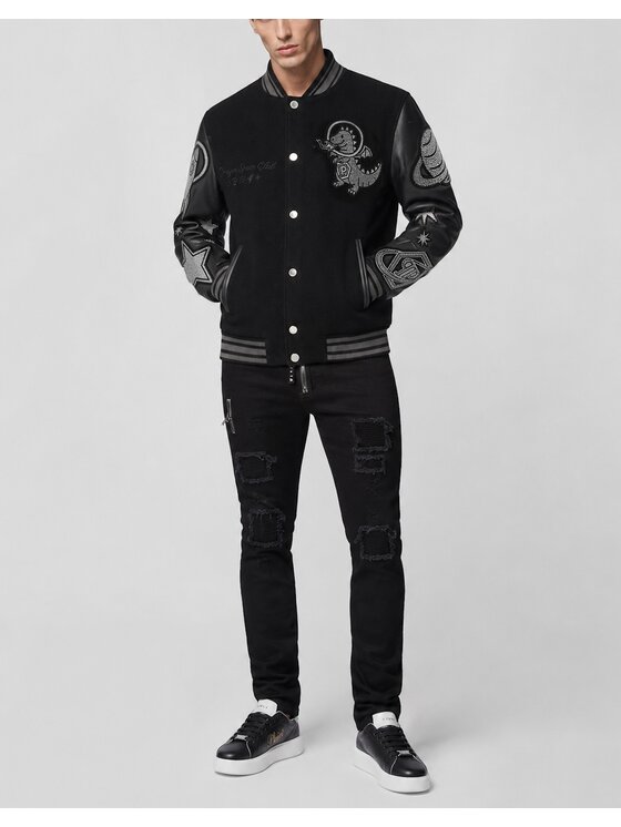 PHILIPP PLEIN PHILIPP PLEIN Kurtka bomber 31140 Czarny Regular Fit