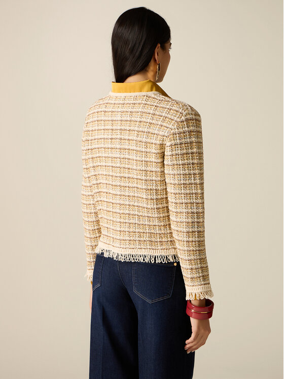 Oltre Oltre Sweter M068J005370N0R2 Kremowy Boxy Fit