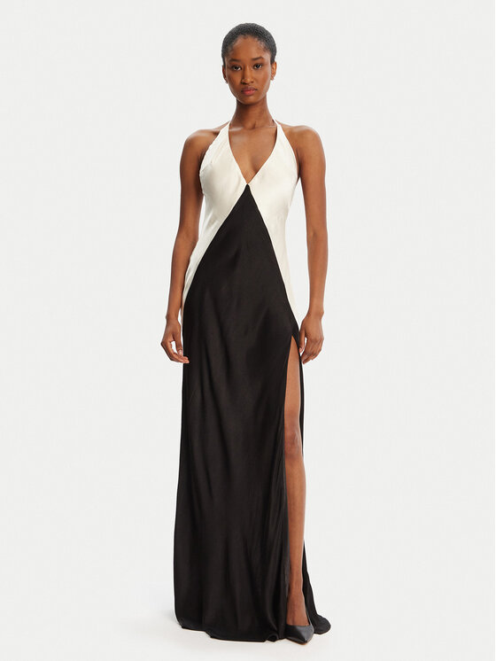 Bardot Bardot Rochie cocktail Yve Contrast Halter 59315DB3 Negru Regular Fit