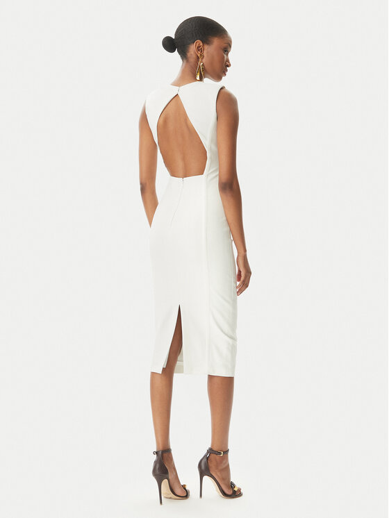 Elisabetta Franchi Elisabetta Franchi Kokteilinė suknelė AB76252E2 360 Balta Slim Fit