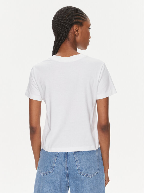 Calvin Klein Jeans T-shirt Tee Bianco J20J223113 Slim Baby Fit Monologo