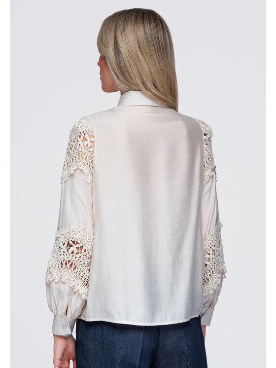 Ombre Ombre Koszula OW-SH-E0075 Beżowy Relaxed Fit