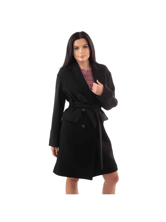 PINKO PINKO Vlněný kabát GIACOMINO 1 Černá Regular Fit