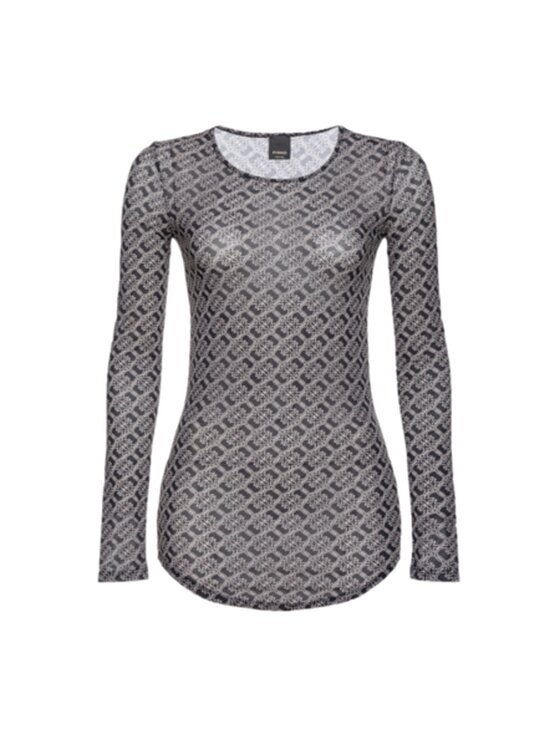 PINKO Pinko Halenka BLUZKA DAMSKA Z DŁUGIM RĘKAWEM Z LOGO Černá Slim Fit