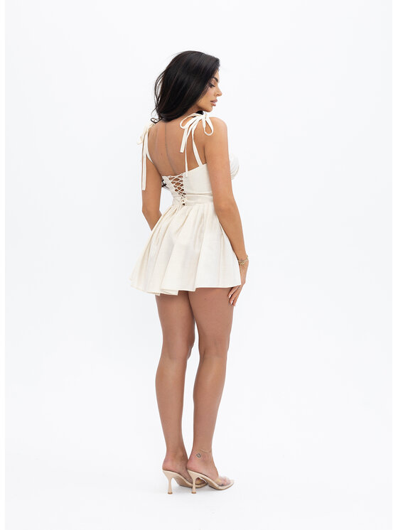 Love Saints Love Saints Sukienka letnia L26LF-SU-K08 Kremowy Slim Fit
