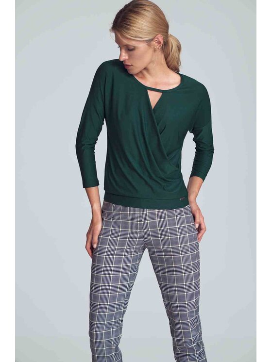 FIGL FIGL Bluzka M710 Zielony Regular Fit