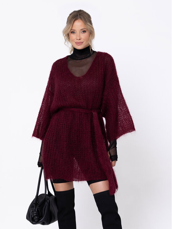 Miss LK Miss LK Kardigan MISSLKS Bordowy Oversize