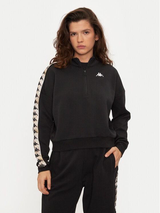 Kappa Mikina Banda Pepitagt 321Q4RW Čierna Relaxed Fit