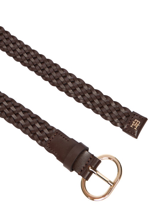 Tommy Hilfiger Tommy Hilfiger Дамски колан Th Chic 2.5 Woven Leather AW0AW18111 Кафяв