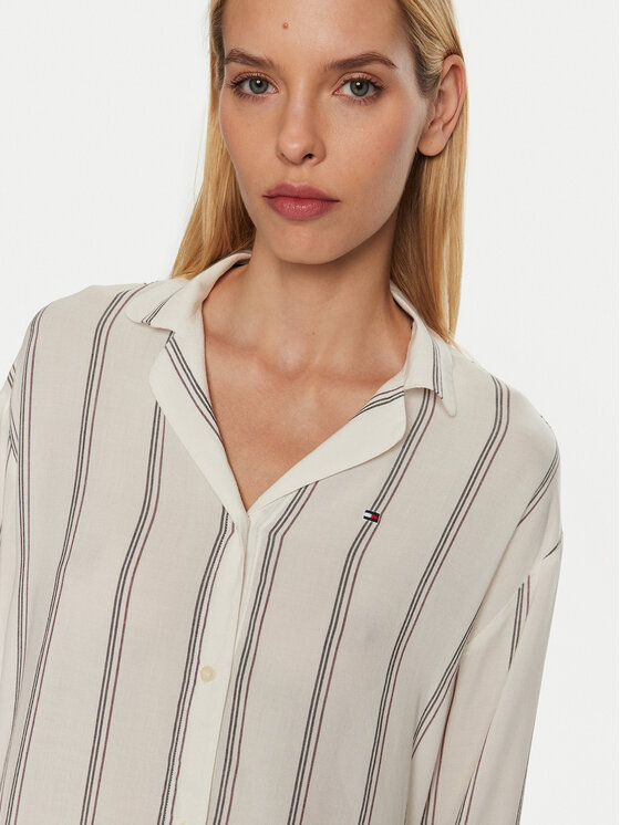 Tommy Hilfiger Tommy Hilfiger Koszulka piżamowa UW0UW05614 Écru Relaxed Fit