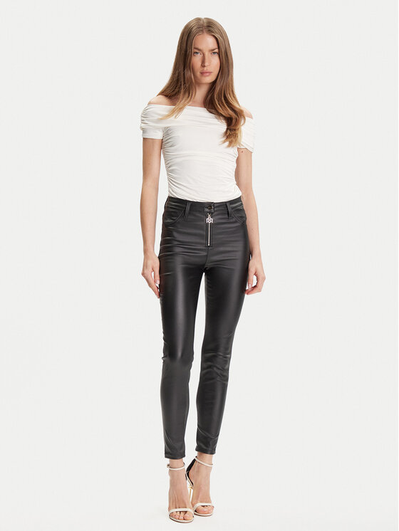 Rinascimento Rinascimento Hlače od imitacije kože CFC0126158003 Crna Skinny Fit