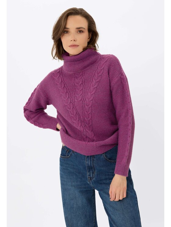 Volcano Volcano Sweter S-ESSIE Różowy Regular Fit