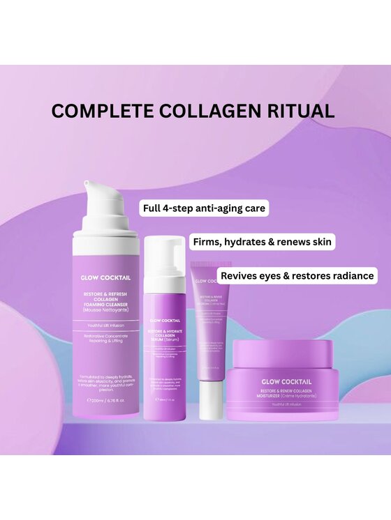 Glow Cocktail Glow Cocktail Zestaw Collagen Restore & Renew 4w1 Zestaw do pielęgnacji skóry