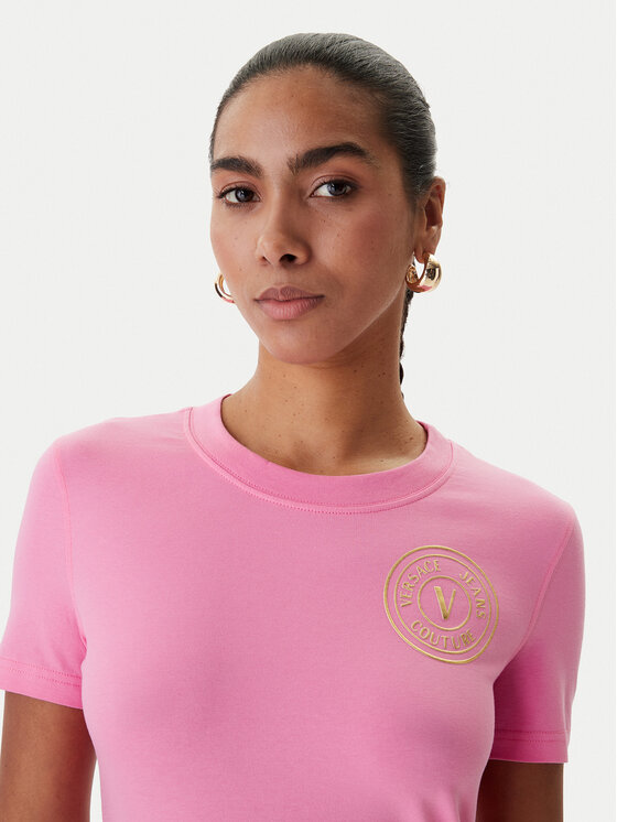 Versace Jeans Couture Versace Jeans Couture Marškinėliai 80HAHT02 CJ03T Rožinė Slim Fit