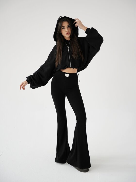 MissDenim MissDenim Bluza Oversize Crop Zip Hoodie Czarny Oversize
