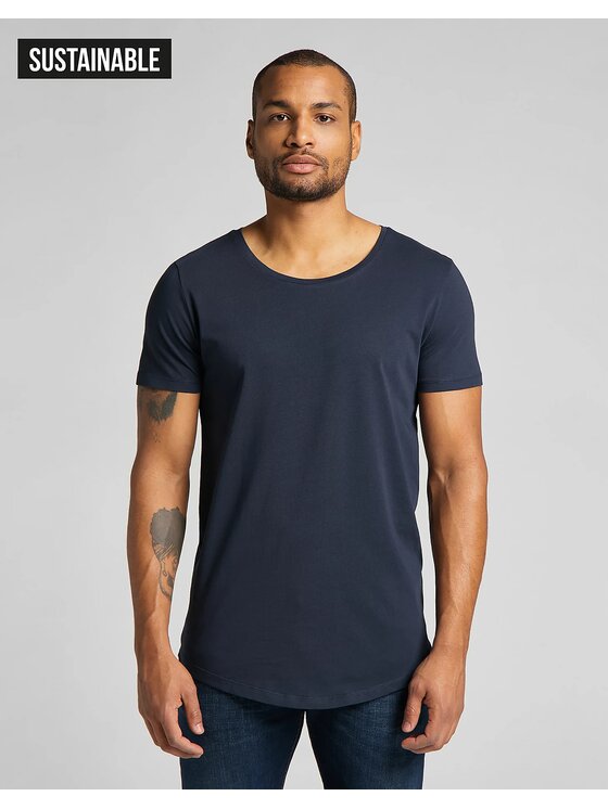 Lee Lee T-Shirt ELONGATED TEE Niebieski Regular Fit
