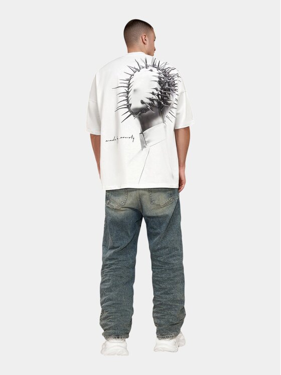 MADE BY SOCIETY MADE BY SOCIETY T-Shirt Tricou ROYAL VECTOR - T17173 Biały Basic Fit