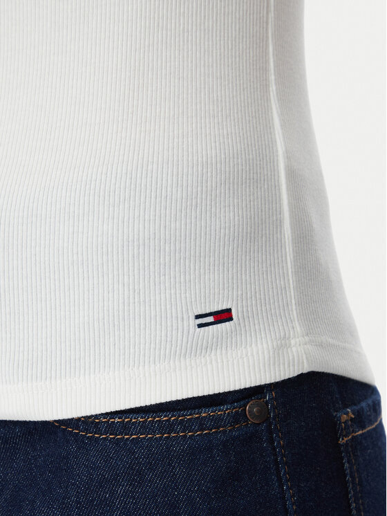Tommy Jeans Tommy Jeans Top Ess Logo DW0DW22806 Kreemjas Slim Fit