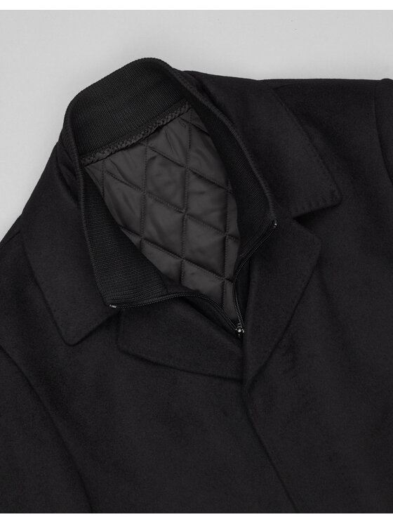 Borgio Borgio Płaszcz wełniany serre_c Czarny Slim Fit