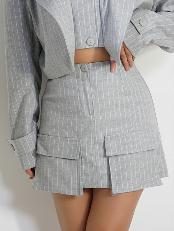 LilaLou LilaLou Spódnica mini Roksana Szary Regular Fit
