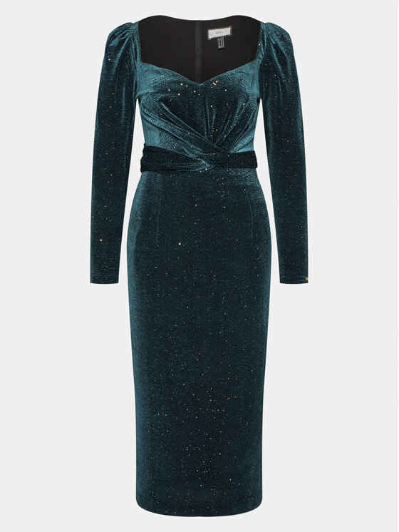 Nissa Nissa Коктейлна рокля RS13721 Зелен Slim Fit