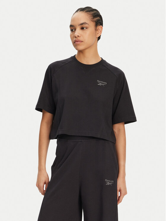 Damski T-Shirt Reebok, Rozmiar S, Czarny, 100214092 139-18-00