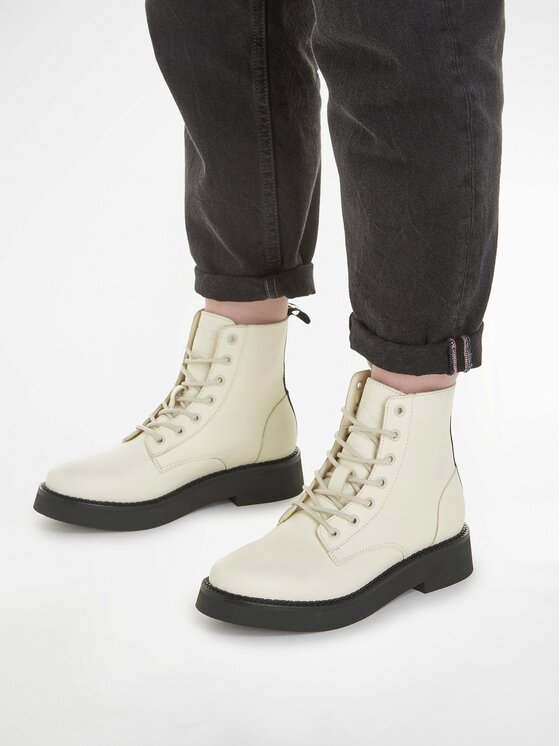 Tommy Jeans Tommy Jeans Botine Tjw Lace Up Flat Boot EN0EN02310 Écru