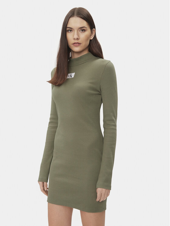 Calvin Klein Jeans Calvin Klein Jeans Rochie de zi J20J222918 Verde Slim Fit