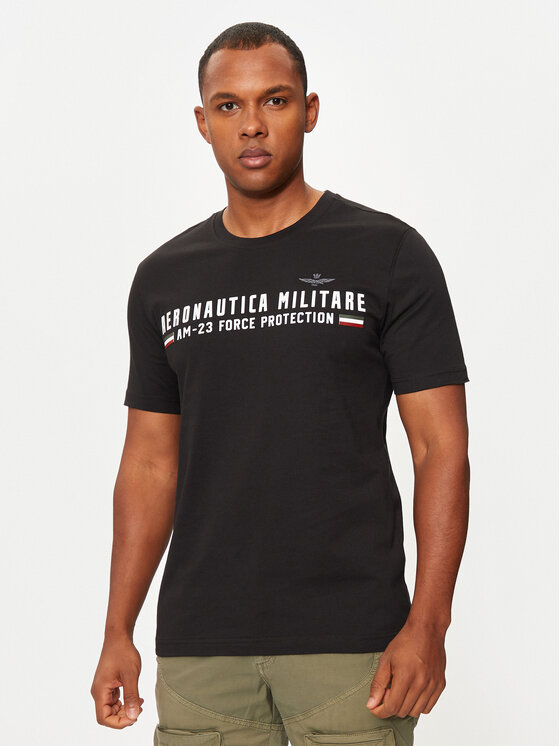 T-Shirt Aeronautica Militare, Größe S Schwarz 242TS1942J538