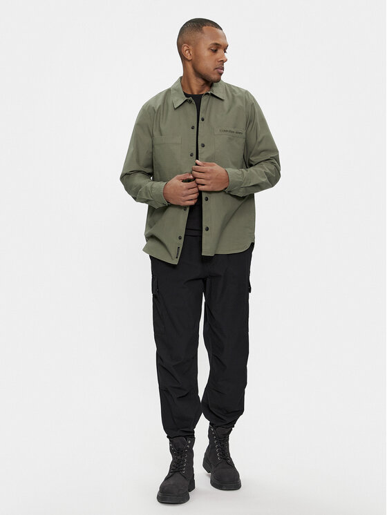 Calvin Klein Jeans Hemd Relaxed Shirt J30J324612 Grün Relaxed Fit 