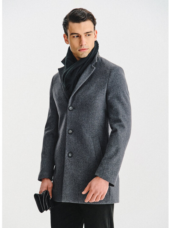 Pako Lorente Pako Lorente Płaszcz wełniany P25WF-7X-020 Szary Classic Fit