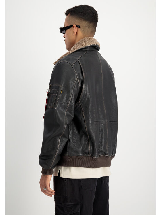 Alpha Industries Alpha Industries Kurtka skórzana B-15 Leather Jacket Brązowy Regular Fit