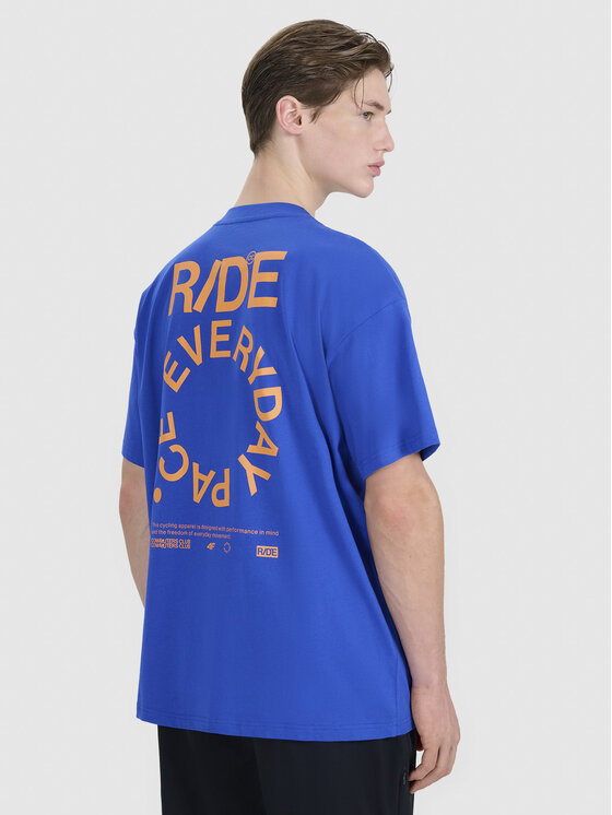 4F 4F T-Shirt A NEW ROAD AHEAD Niebieski Oversize