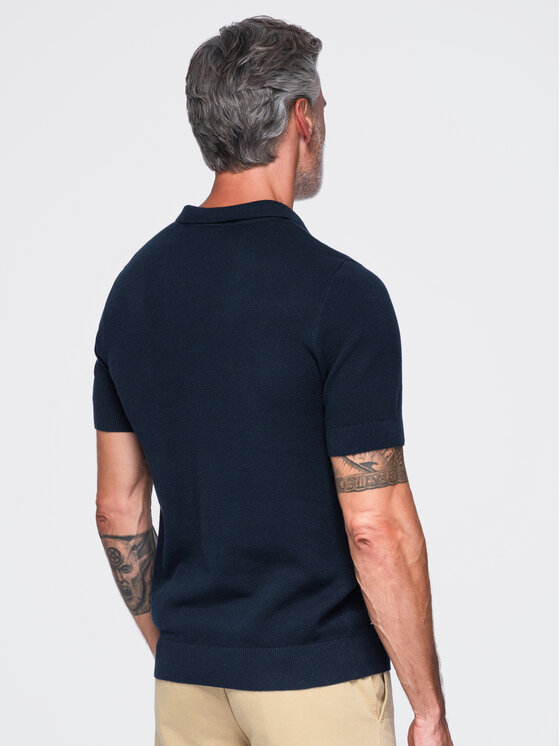 Ombre Ombre Polo OM-POSS-0178 Granatowy Regular Fit