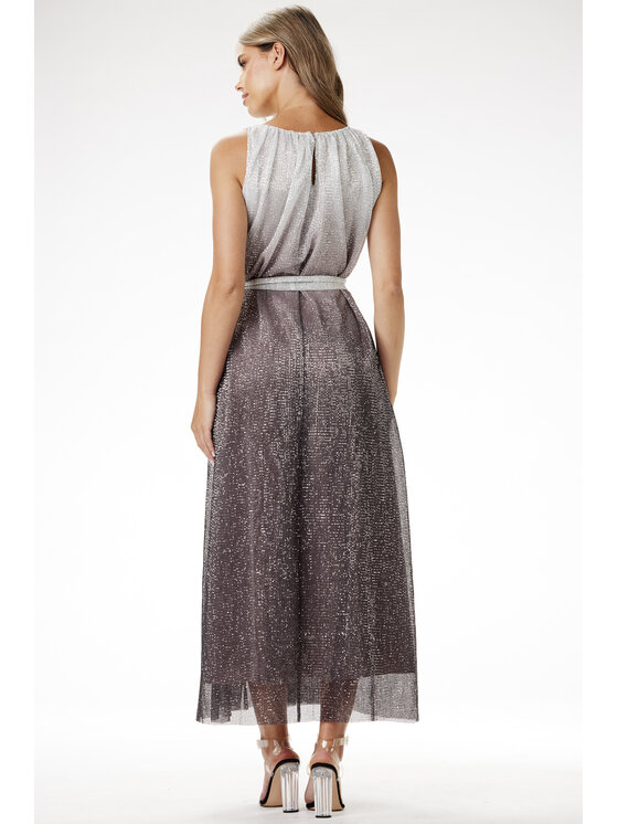 Awama Awama Sukienka wieczorowa A703 Srebrny Basic Fit