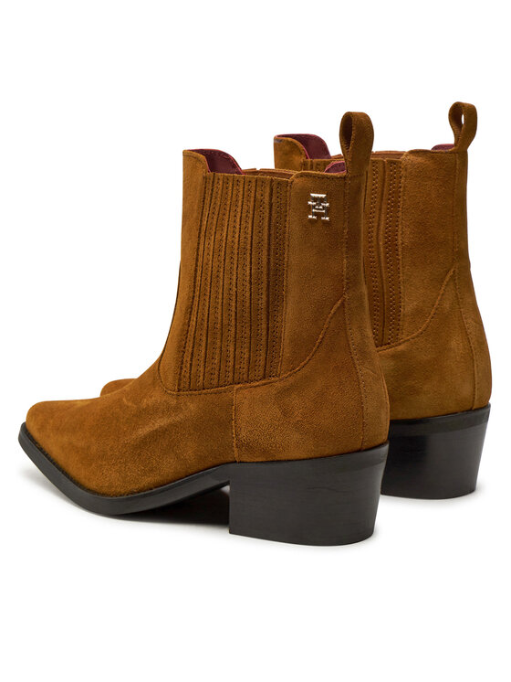 Tommy Hilfiger Tommy Hilfiger Škornji Th Suede Cowboy Boot FW0FW08034 Rjava