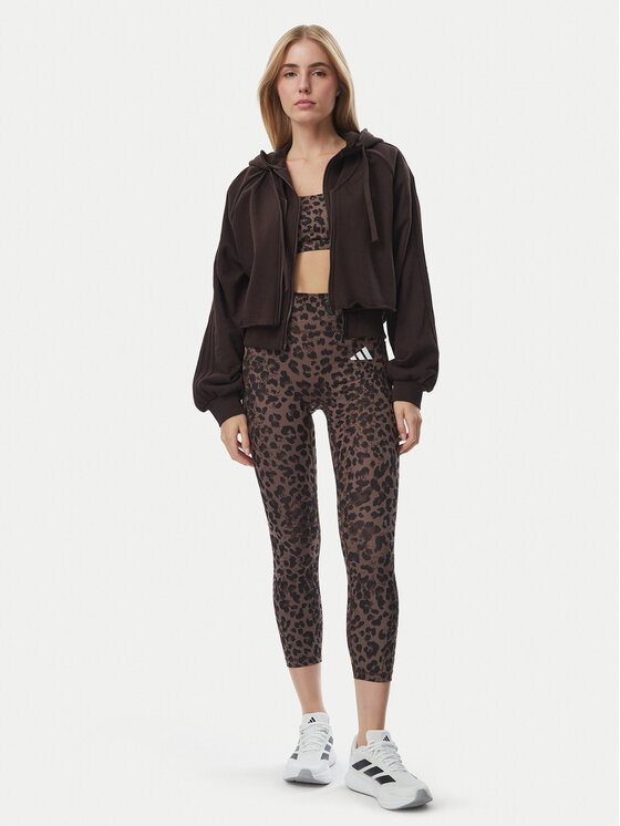 adidas adidas Legginsy Optime Essentials 3-Stripes KZ2520 Brązowy Slim Fit