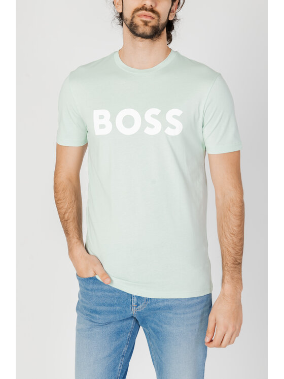 BOSS Boss T-shirt THINKING 1 Turchese Shirt Fit