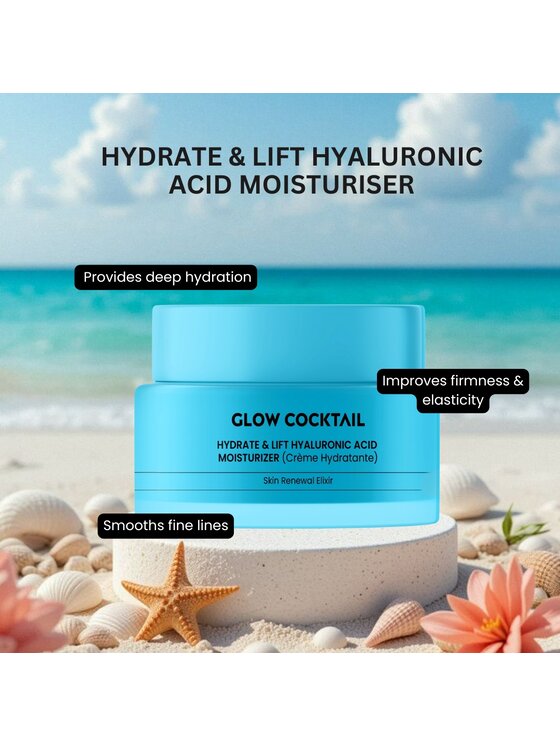 Glow Cocktail Glow Cocktail Krem Nawilżający i Ujędrniający z Kwasem Hialuronowym 50 ml Krem do twarzy
