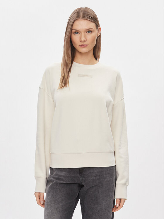 Calvin Klein Mikina Micro Logo K20K206630 Écru Regular Fit