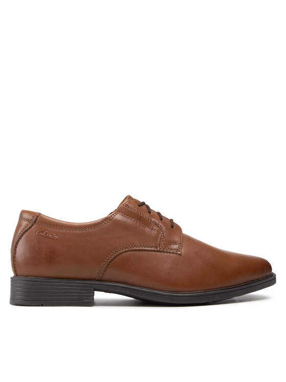 Pantofi Clarks Tilden Plain 261300977 Dark Tan Leather