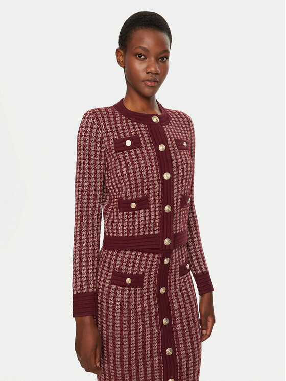 Fracomina Fracomina Pletena jopica FS24WT8008K536F8 Bordo rdeča Slim Fit
