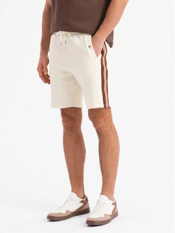 Ombre Ombre Szorty materiałowe OM-SRSK-0156 Écru Regular Fit