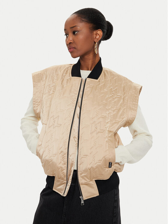 KARL LAGERFELD KARL LAGERFELD Bomber striukė 245W1506 Smėlio Regular Fit