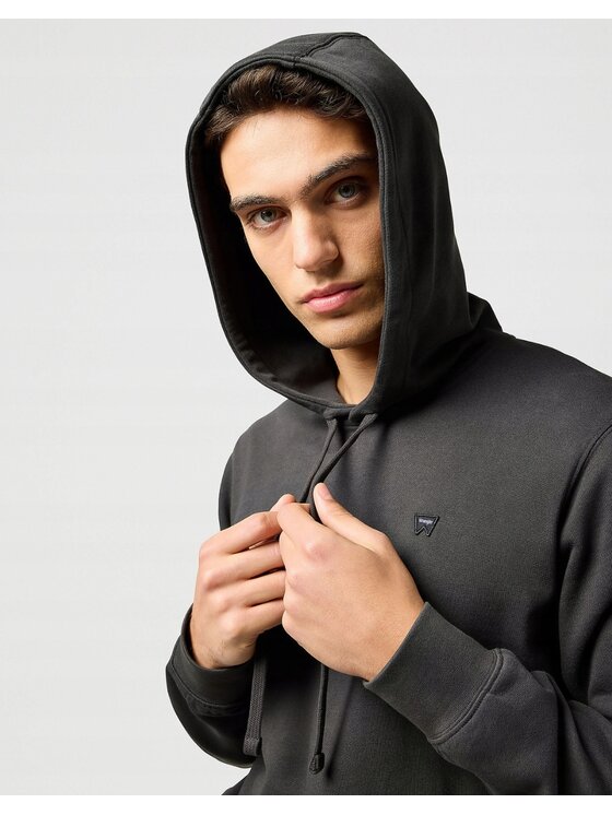 Wrangler Wrangler Bluza Sign Off Hoodie Czarny Hoodie Fit