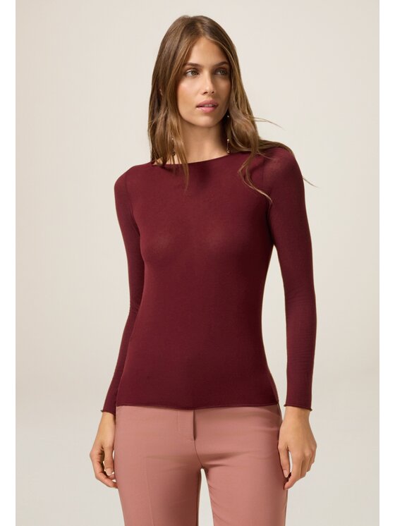 Oltre Oltre T-shirt G049J104293N036 Bordeaux Slim Fit