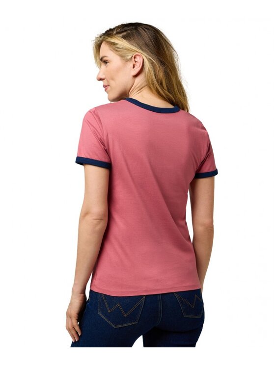 Wrangler Wrangler T-shirt RINGER TEE Rosa Slim Fit