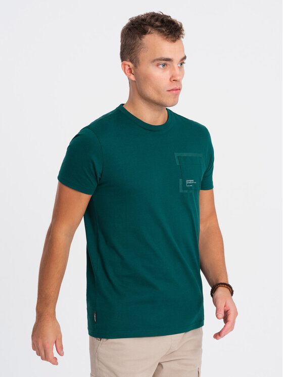 Ombre Ombre T-Shirt OM-TSPT-0154 Zielony Regular Fit